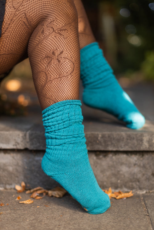 Cotton Slouch Socks - Teal
