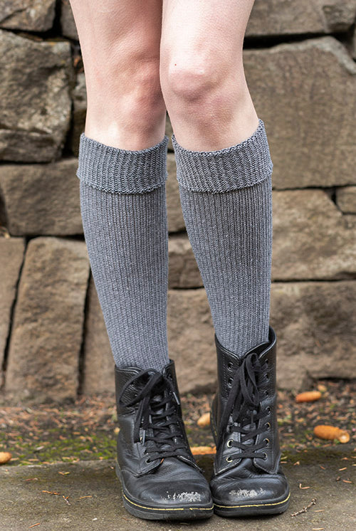 Cuffable Scrunchable Knee High Socks - Charcoal