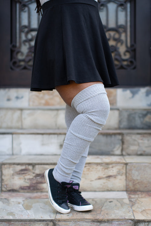 Long Cuffable Scrunchable Socks - Grey