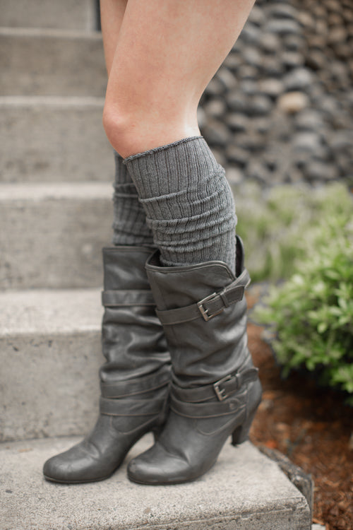 Longer Thicker Slouch Socks - Charcoal