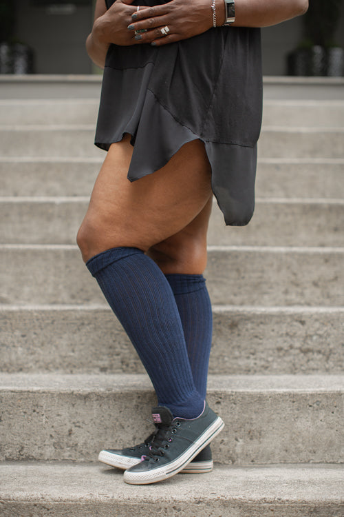 Longer Thicker Slouch Socks - Navy