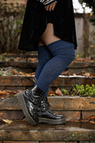Longer M45 Ribbed Thigh High with Roll Top - Navy - $1 donation to the Black Resilience Fund
