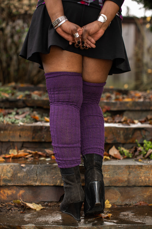 Longer M45 Ribbed Thigh High with Roll Top - Plum - $1 donation to the Black Resilience Fund