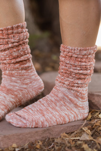 Marled Slouch Socks - Rust
