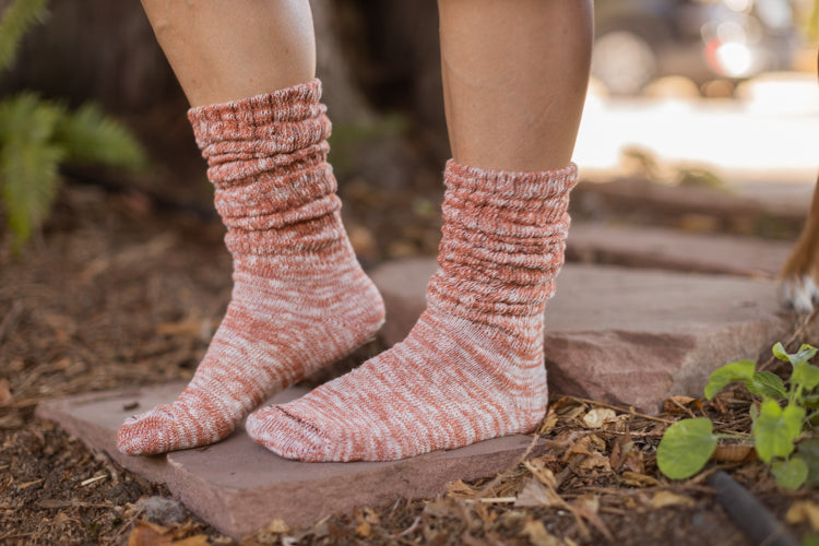 Marled Slouch Socks - Rust