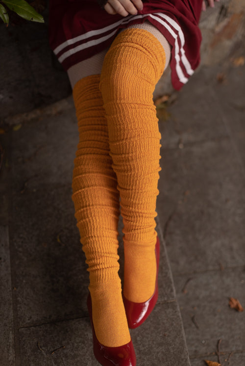 Long Cuffable Scrunchable Socks - Orange