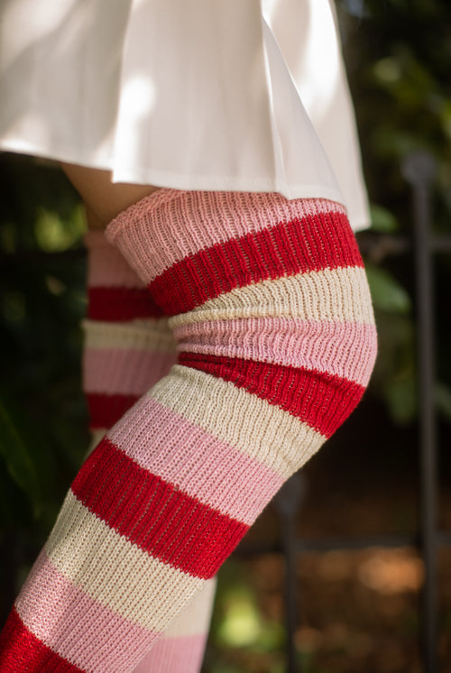 Strawberry Shortcake Stripes Thigh High Socks - Large