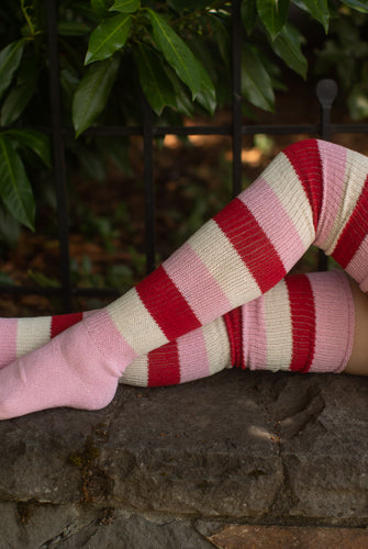 Strawberry Shortcake Stripes Thigh High Socks - Large