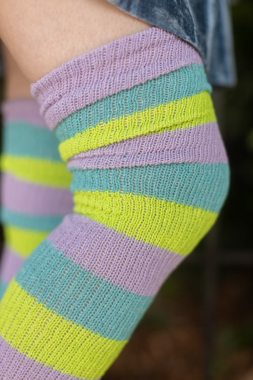Sherbet Stripes Thigh High - Artic Freeze