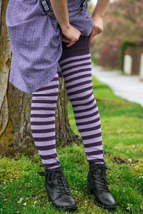 Red&White Striped Over-the-Knee Socks - Super X Studio