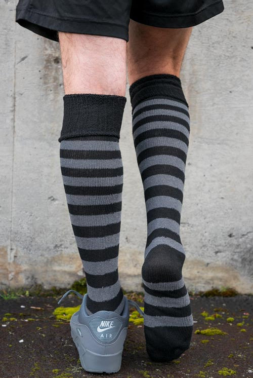 Super Stripes Knee Socks - Black/Charcoal