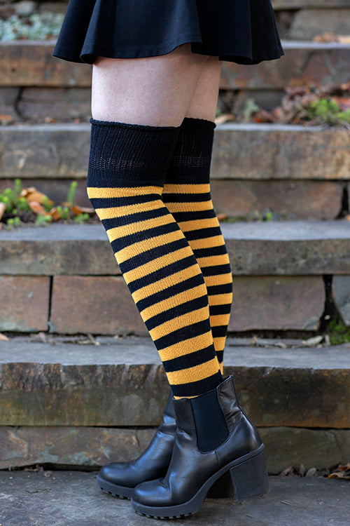 Super Stripes Knee Socks - Black/Gold