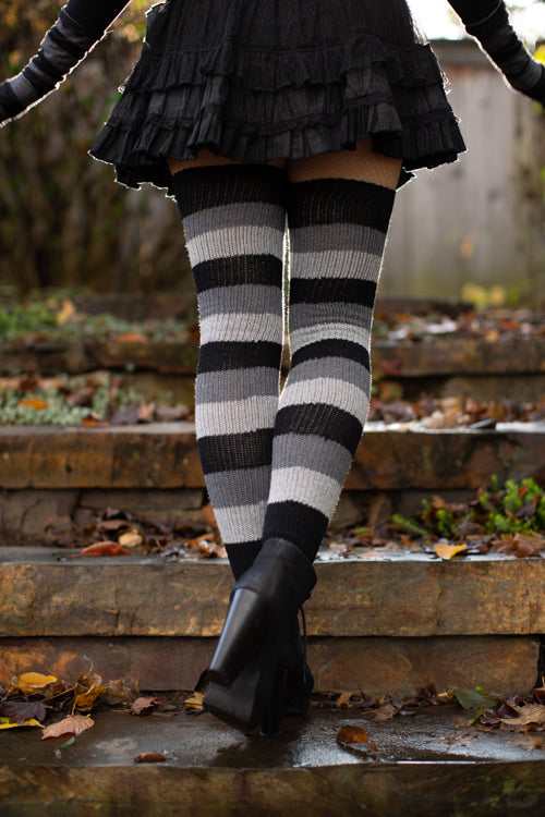 Shadow Stripes Thigh High Socks