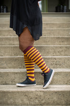 Super Stripes Knee Socks - Dark Red/Gold