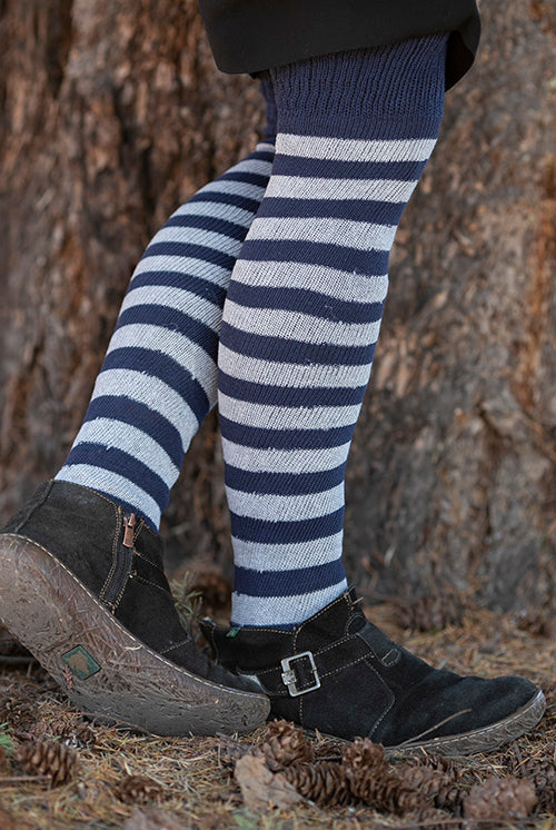 Super Stripes Knee Socks - Navy/Grey