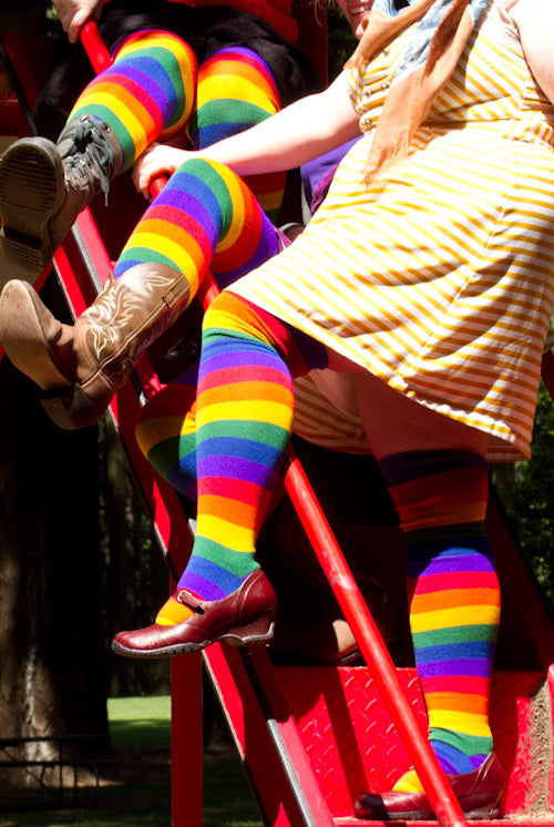Extraordinary Radiant Rainbows Thigh High Socks