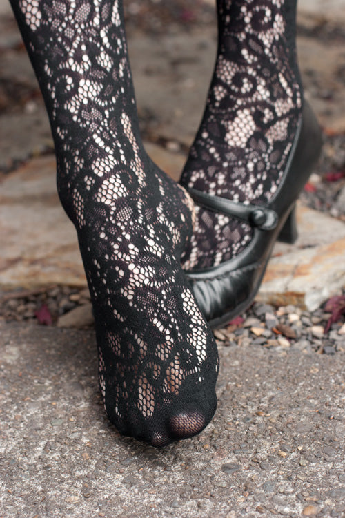 Delicate Floral Lace Net Tights