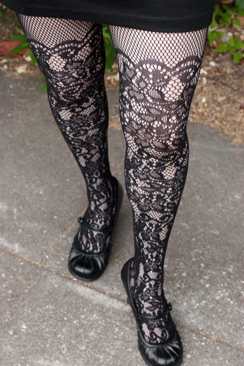 Topshop floral net tights in black