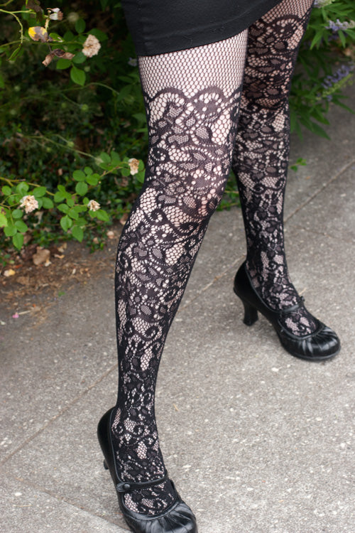 Topshop floral net tights in black