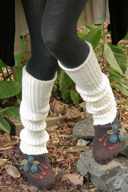Ribbed Knit Leg Warmers - Ivory