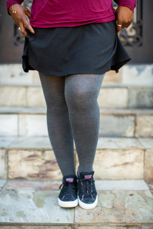 Plus Size Signature Cotton Tights - Heather Graphite - Large/Tall