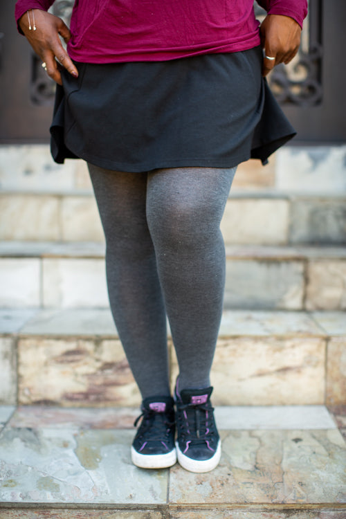 Plus Size Signature Cotton Tights - Heather Graphite - Large/Tall