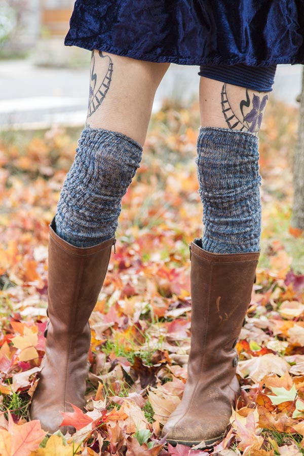 Twisted Yarn Ribbed Over the Knee - Denim