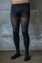 Opaque Tights with Fly - Black - Large