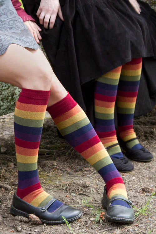 Classic Rainbow Striped Women's Knee High Socks