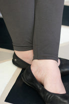 High Waisted Full Length Leggings - Dark Grey - OS