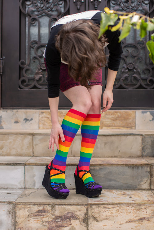 Classic Rainbow Striped Knee High