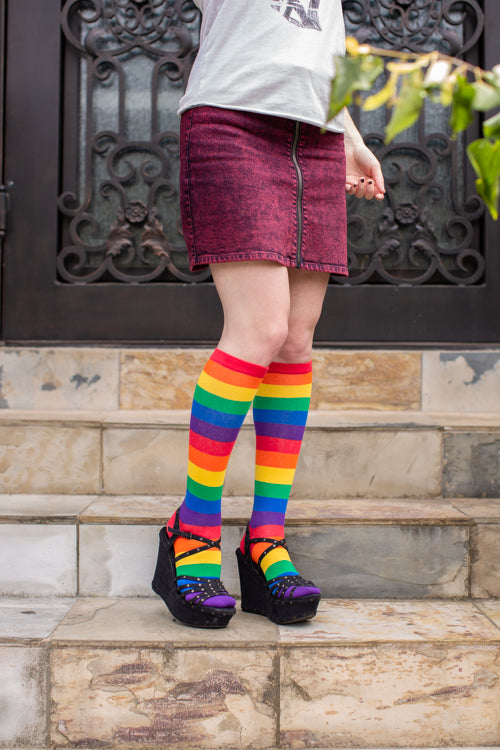 Classic Rainbow Striped Knee High