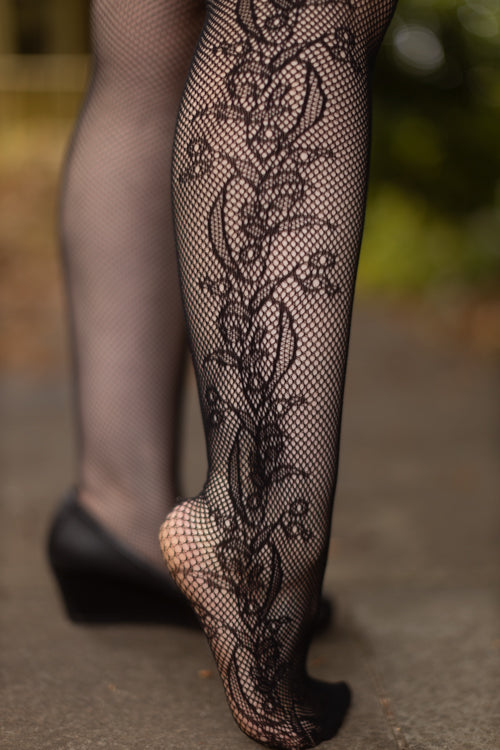 Side Whimsical Floral Inset Net Tights – Sock Dreams