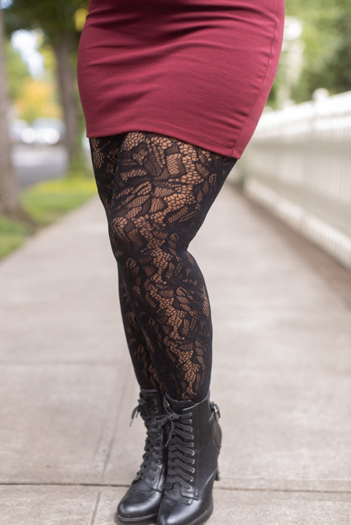 Plus Size Illustrated Flora Net Tights
