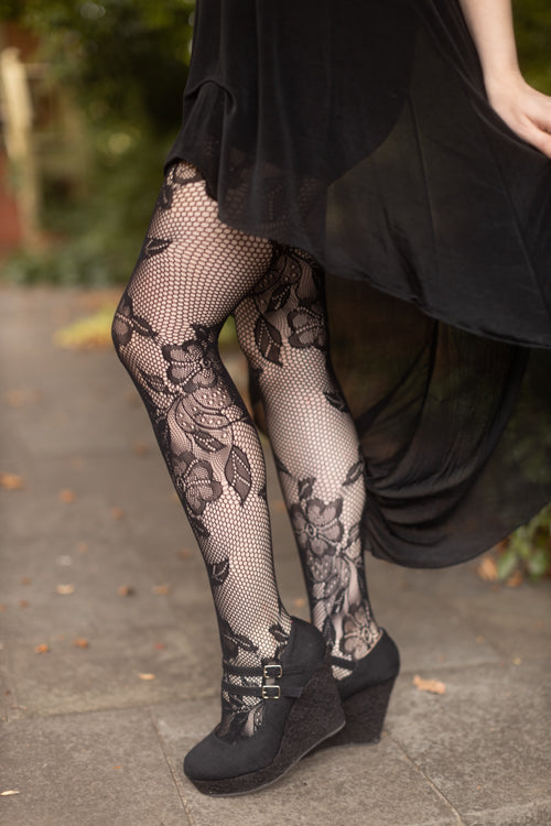 Plus Size Side Whimsical Floral Inset Net Tights – Sock Dreams
