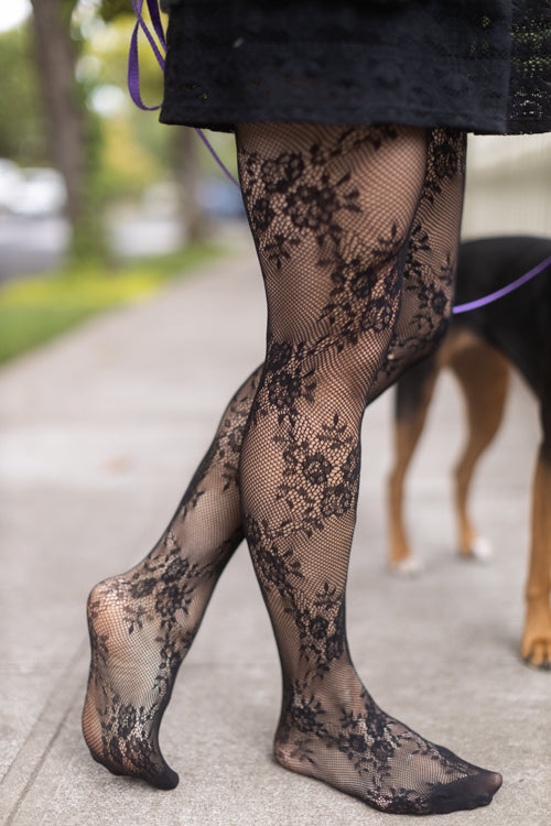 Delicate Floral Lace Net Tights – Sock Dreams