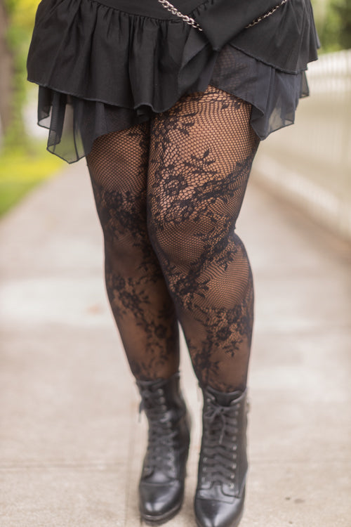 Floral Lace Fabric Tights - Calzedonia