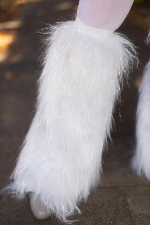 Adult Deluxe Furry White Leg Warmers, $25.99