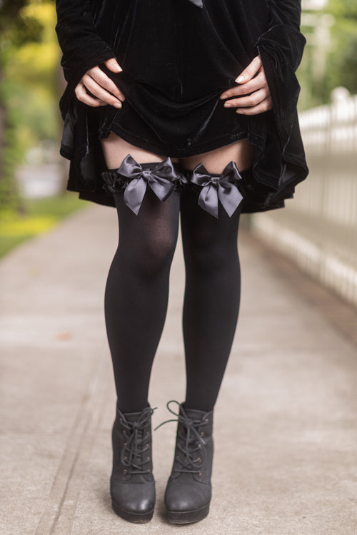 Opaque Thigh High Stockings with Bow – Sock Dreams