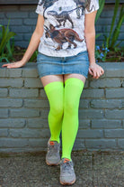 Opaque Nylon Stockings - Neon Green