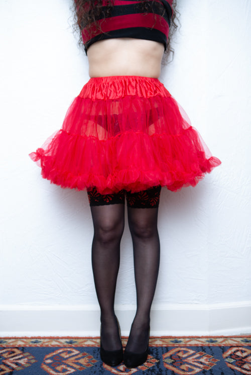 Layered Tulle Petticoat - Red