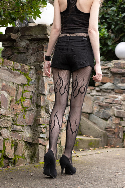 Flame Net Tights - Black