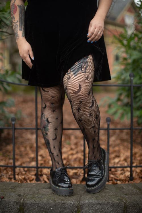 Women's Fishnet Star & Moon Pattern Stockings Tights