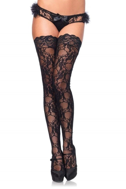 Floral Lace Thigh High Stockings * Ruffle Over The Knee Socks, Women's  Stockings & Hosiery