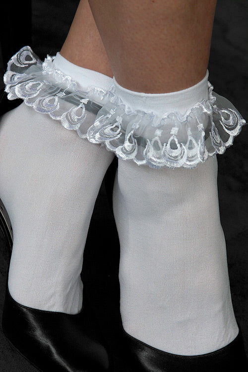 Lace Ruffle Anklet - White