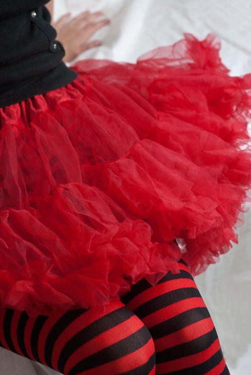 Plus Size Layered Tulle Petticoat - Red - 1x-2x