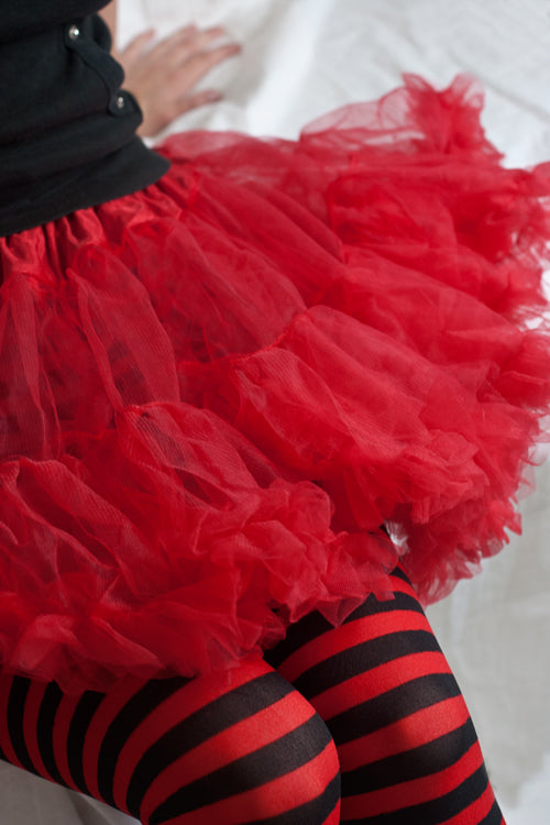 Plus Size Layered Tulle Petticoat - Red - 1x-2x
