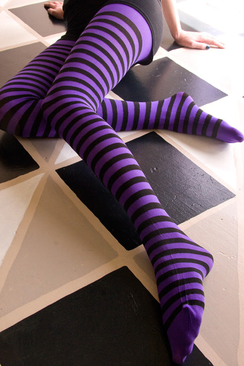 Black / Purple Striped Stockings