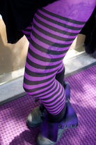 Striped Tights - Black & Purple