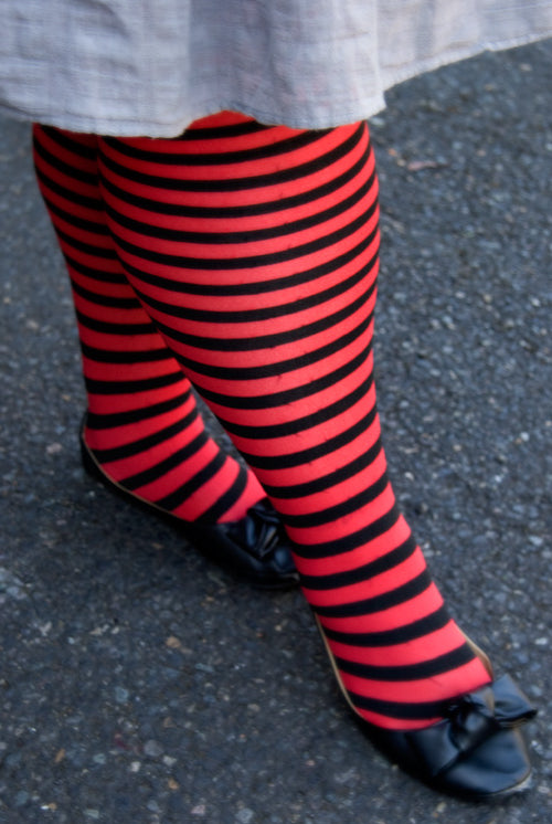 Plus Size Striped Tights - Black & Red - 3x-4x